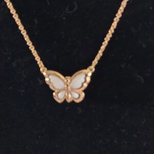 Vintage Avon Flight Of Spring Convertible Necklace W/white Blue Pink Butterflies
